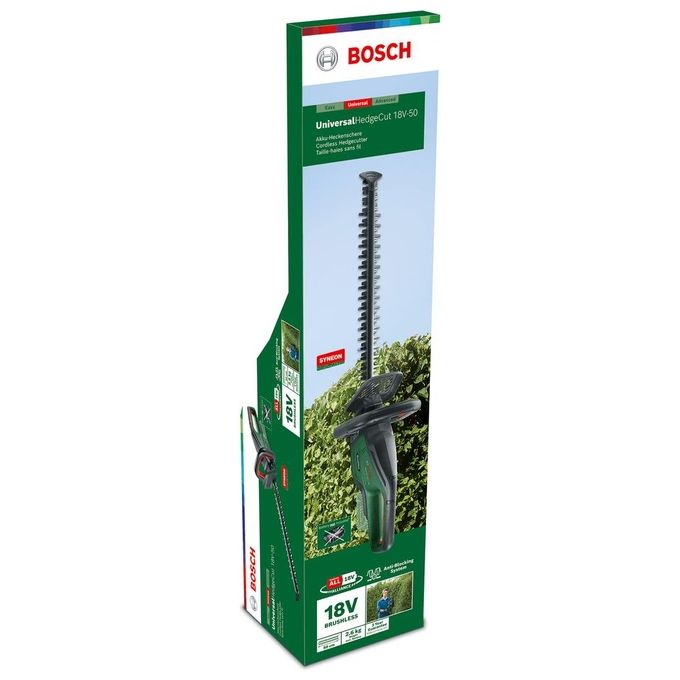 Bosch 0600849K00 Universal HedgeCut 18V-50 Tagliasiepi a Batteria 18 V Lama 50 cm Motore Brushless Autonomia Fino a 55 min Peso 2,6 Kg colore Nero