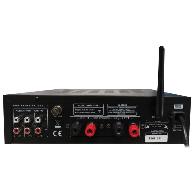 Karma PA-2380BT Amplificatore Stereo 2x50W Usb Sd 4 Ingressi