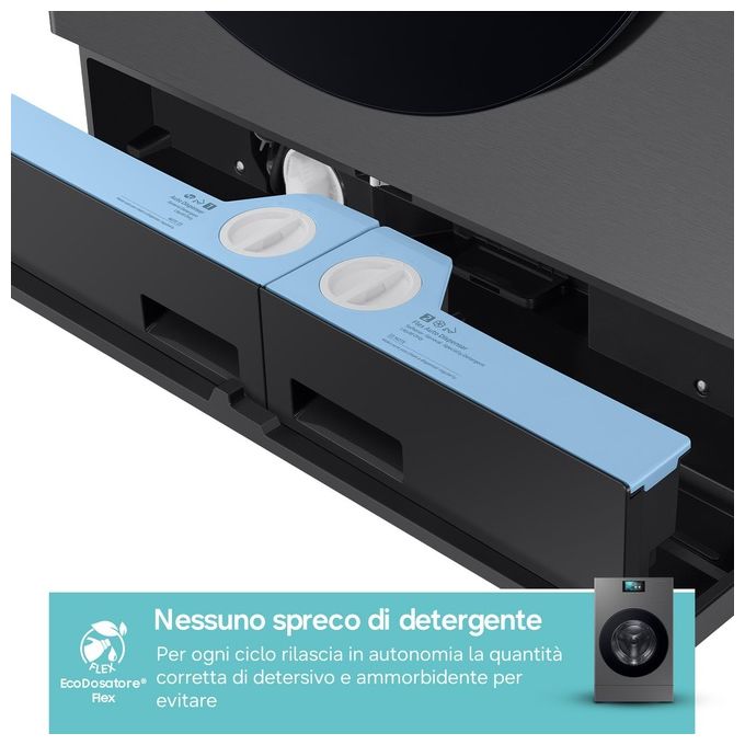 Samsung WD18DB8995BZT2 Bespoke AI Lavasciuga Frontale 18-11 Kg 1000 rpm Classe A Pompa di Calore WiFi (111x68.6x87.5 cm) colore Nero