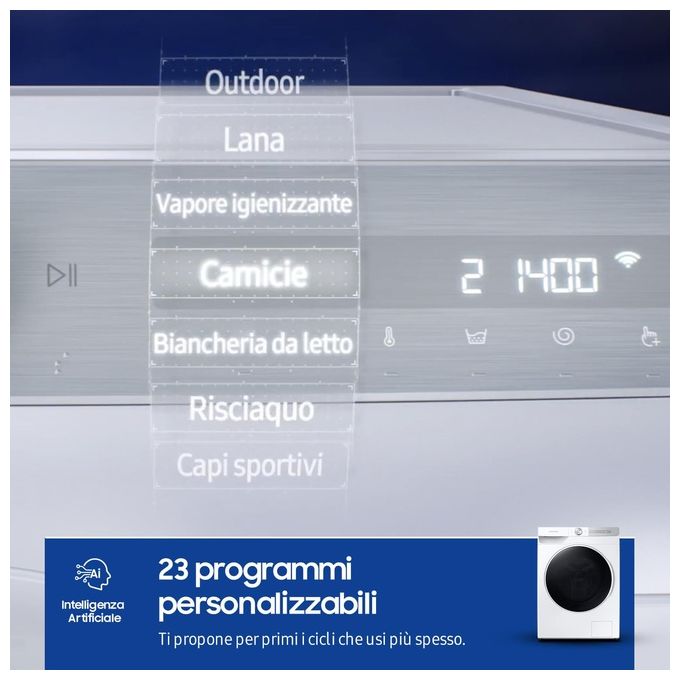 [ComeNuovo] Samsung WW90T734DWH Lavatrice Carica Frontale AI Control UltraWash Classe energetica A Capacita' di carico 9 Kg Centrifuga 1400 giri Motore Digital Inverter Vapore Igenizzante Ecodosatore Ecolavaggio