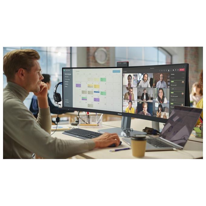 Philips 49B2U5900CH-00 Serie 5000 Monitor PC 49'' 32:9 Dual QHD VA LCD 4 ms USB-C Dock Webcam Altoparlanti Integrati colore Nero