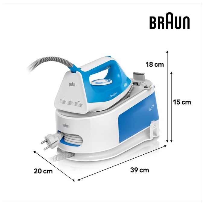 Braun IS1012BL CareStyle 1 Ferro da Stiro con Caldaia 2400W 1.5L 5.5 bar piastra SuperCeramic colore Bianco Blu