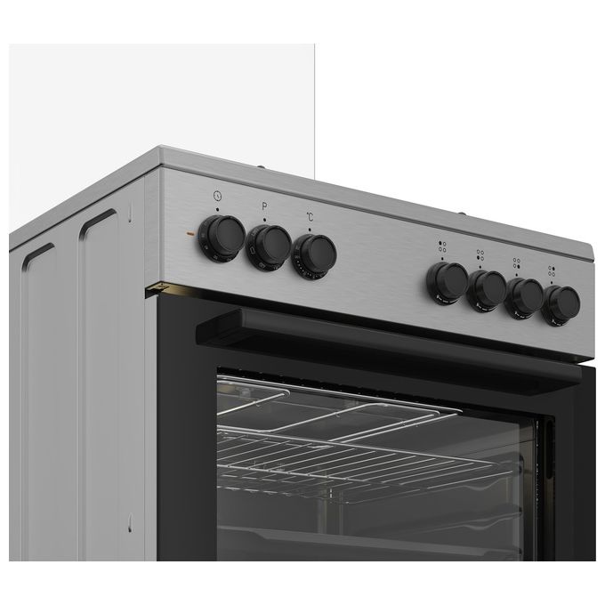 Beko FBE62120XD Cucina a Gas 4 Fuochi Forno Elettrico Ventilato 66 L Classe A Pulizia Vapore (60x60x85 cm) colore Inox