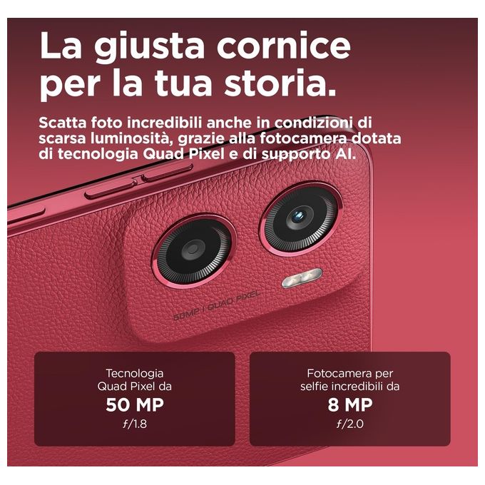 Motorola MOTO G05 Smartphone Dual SIM 6.67'' 4G 4GB 128GB Android 15 Fotocamera 50MP Batteria 5200mAh colore Rosso