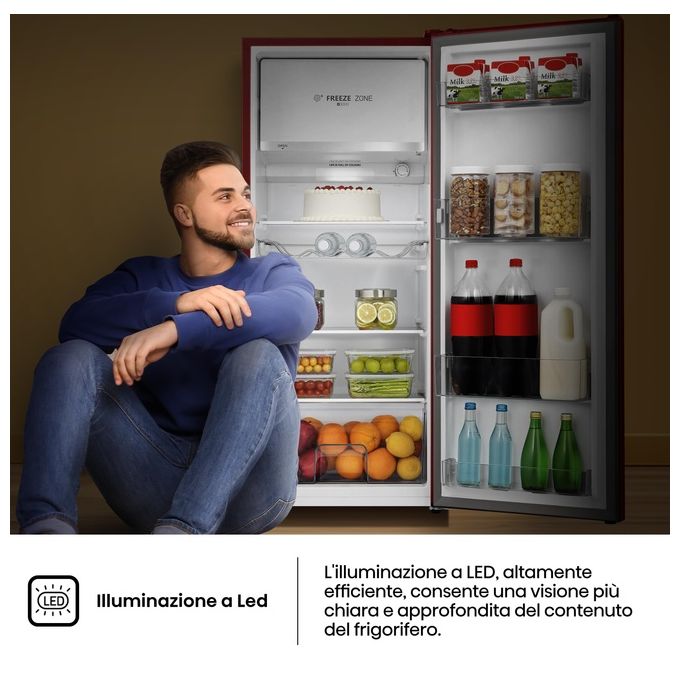 Hisense RR220D4ERE Frigorifero Monoporta 165 L 126.5 cm Classe E 37 dB Congelatore 4 Stelle LED colore Rosso