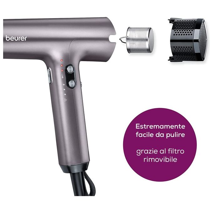 Beurer HC 100 Asciugacapelli 1700 W Ionico 4 Velocita' 4 Temperature Diffusore e Concentratore inclusi colore Viola