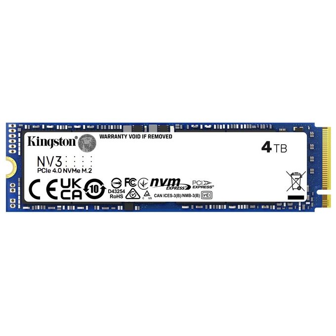 Kingston SNV3S4000G NV3 SSD Interno M.2 2280 4TB PCIe 4.0 NVMe 6000MB-s 5000MB-s colore Nero