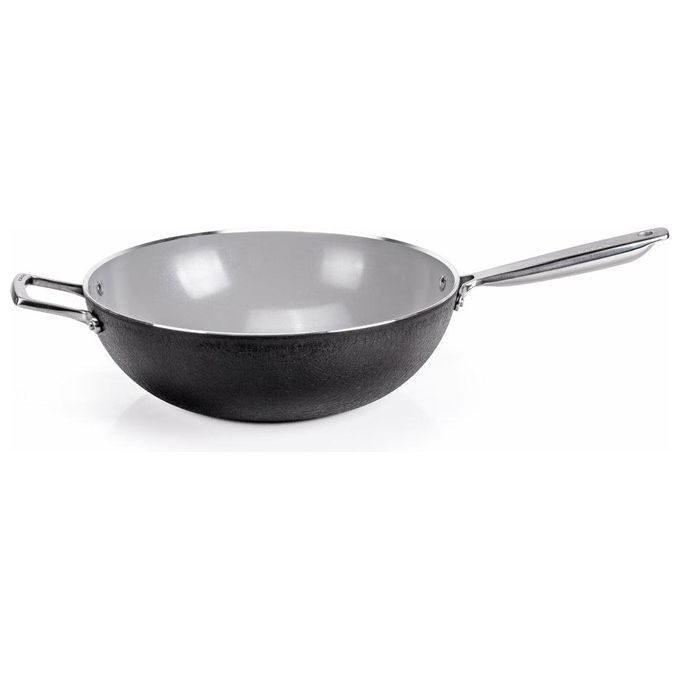 Alluflon Moneta Wok Armonia Finegres 32cm con Doppio Manico Nero