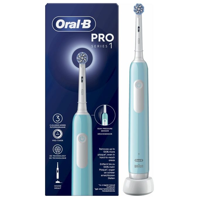 Oral-B 8700216013116 Pro 1 Sensitive Clean Spazzolino elettrico Rotante Oscillante 3 modalita' Timer 2 min autonomia 10 giorni colore Caribbean Blue