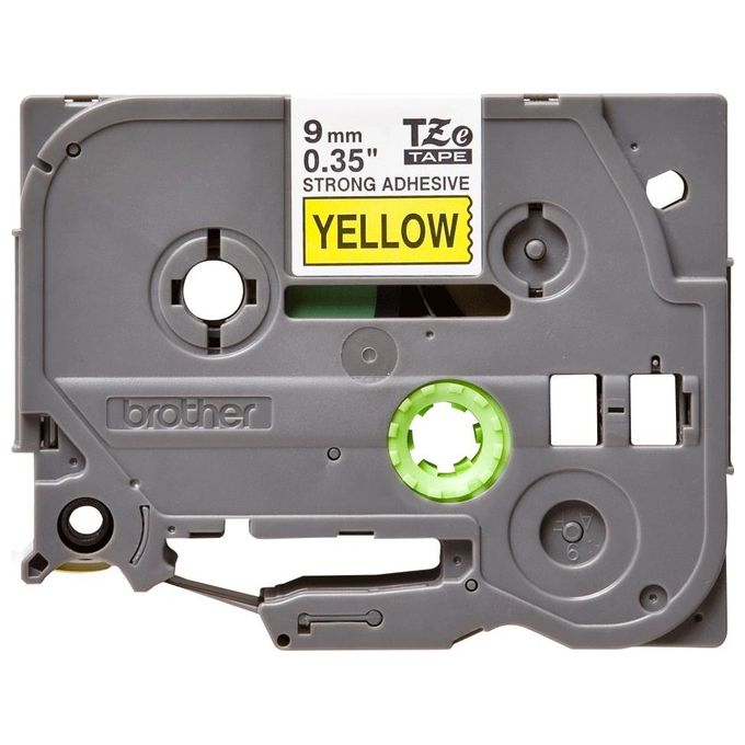 Brother Nastro Laminato 9mm nera Giallo con Adesivo Resistente