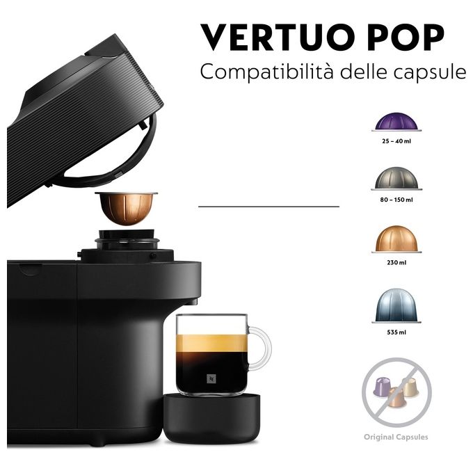 De'Longhi ENV90.B Vertuo Pop Macchina da caffe' a Capsule 0,56 L 1260 W Bluetooth Wi-Fi colore Nero