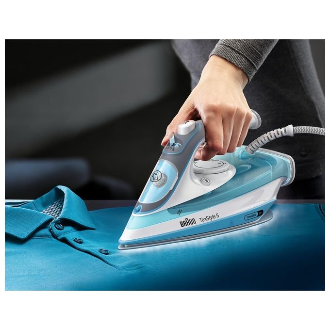 Braun SI5006BL TexStyle 5 Ferro da stiro a vapore Piastra Ceramica FreeGlide 3D 2600W 300ml colore Blu