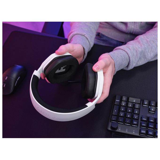 Trust cuffie gaming gxt492w carus bianche over ear multipiattaforma microfono removibile