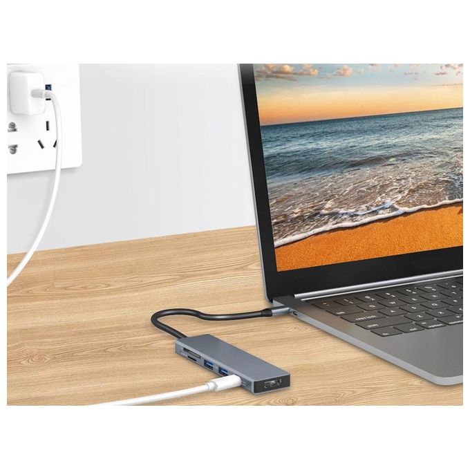Conceptronic DONN23G Docking Station 6 in 1 USB 3.2 Gen 1 USB 3.0 x 2 100 W USB PD HDMI 4K 60Hz SD TF MicroSD colore Grigio