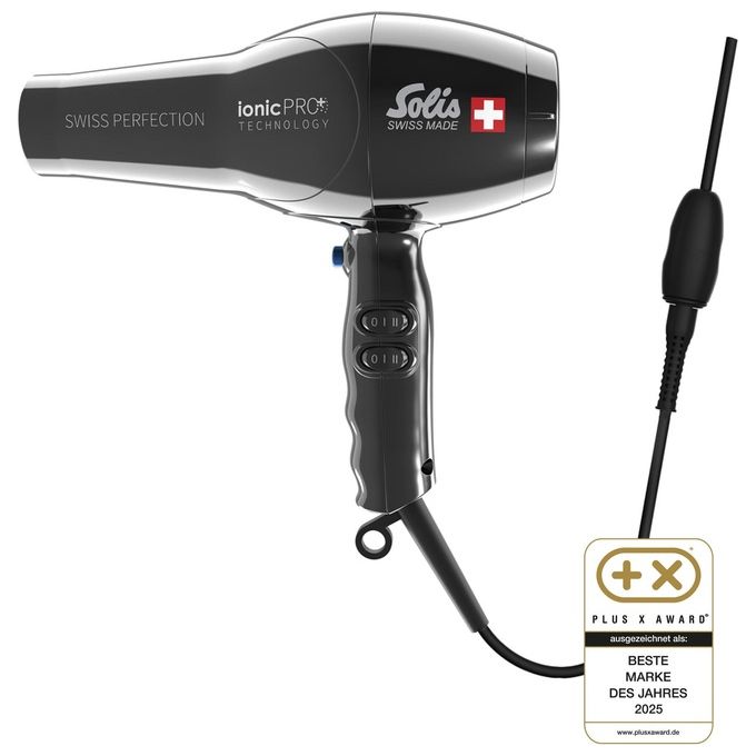 Solis 96812 Swiss Perfection 360 Asciugacapelli 2300 W Tecnologia IonicPRO Cavo 360° 3 Temperature 2 Velocita' Beccuccio per Styling incluso colore Nero