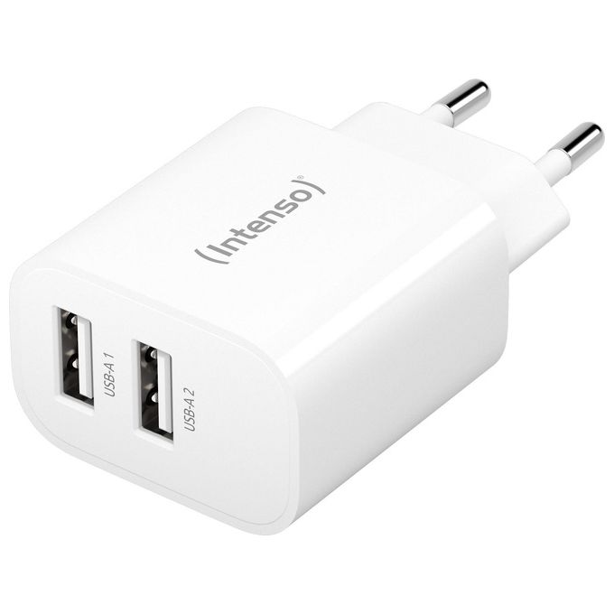 Intenso Power Adapter W24AA Caricatore con 2 Porte USB-A 24 Watt Bianco