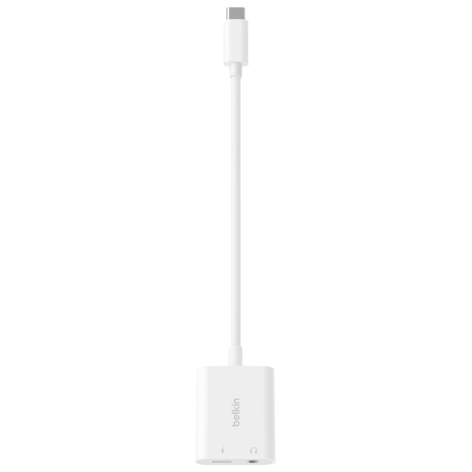 Belkin NPA004btWH RockStar Adattatore Audio 3.5 mm + USB C Ricarica Rapida 60 W colore Bianco