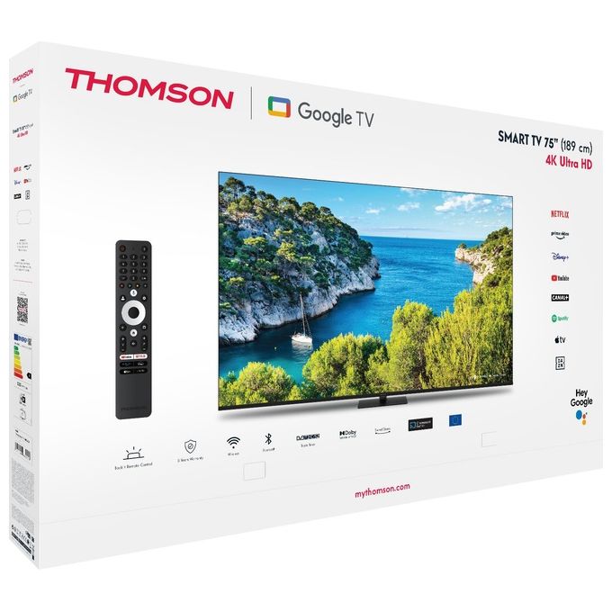 Thomson 75UG5C14 Smart TV 75'' 4K Ultra HD LED Direct-LED Google TV HDR10 Wi-Fi Bluetooth colore Nero