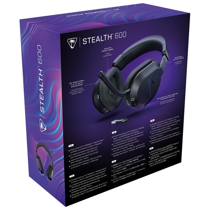 Turtle Beach TBS-5103-05 Stealth 600 Gen 3 Cuffie Gaming Wireless Over-Ear Bluetooth 5.2 2.4 GHz 80h Microfono Flip-to-Mute colore Nero