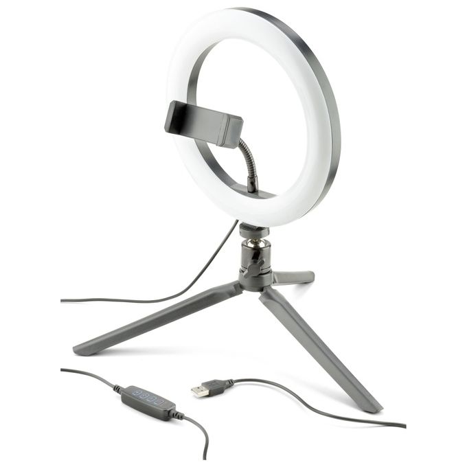 Cellular Line Anello Luminoso a Led con Treppiedi per Selfie