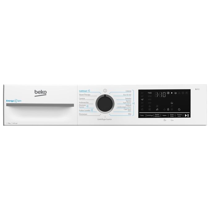 BEKO BMWT31241A: Lavatrice 12kg Classe a 1400giri linea estetica NX motore ProSmart Inverter Display Touch oblo' nero tecnologia EnergySpin tecnologia a vapore SteamCure