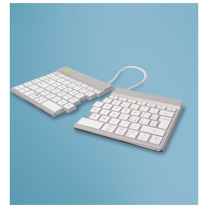 R-Go Tools RGOSBITWLWH Tastiera ergonomica split Bluetooth QWERTY italiano 60 tasti meccanismo a forbice software pausa integrato colore Bianco