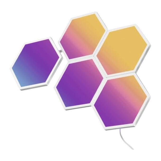 Govee B6061 Glide Hexa Light Panels LED RGBIC 5 pannelli 36W WiFi Bluetooth controllo vocale colore Bianco