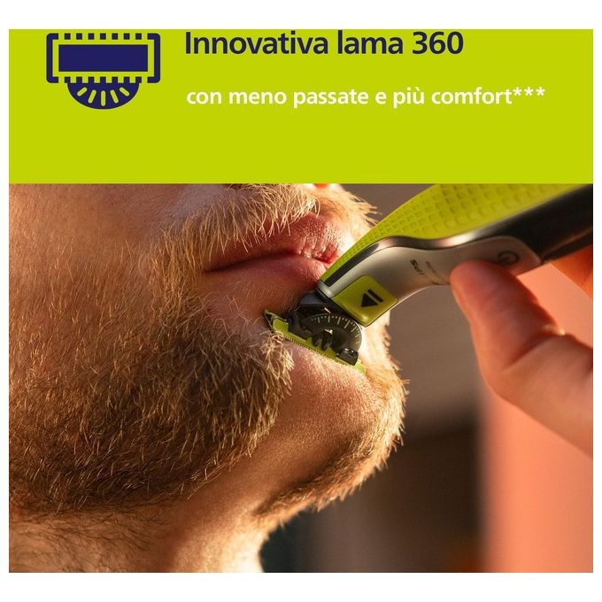 Philips QP420-50 OneBlade 360 Testina di Ricambio Rasoio 2 Lame Acciaio Inossidabile colore Argento