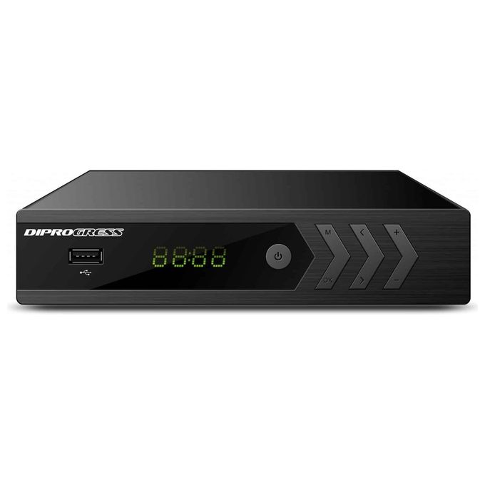 DiProgress DPT220HD Decoder Digitale Terrestre DVB-T2 HEVC H265 Doppio Tuner PVR USB Telecomando Universale 2in1 colore Nero