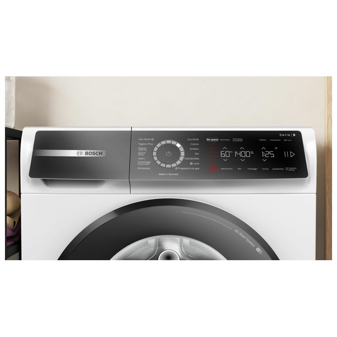 Bosch WGB24400IT Serie 8 - Lavatrice a carica frontale da libera installazione 9 kg, 1400 rpm, Classe A -20%, EcoSilence Drive, Iron Assist, Home Connect, (84,5x59,8x59,0 cm), Bianco.