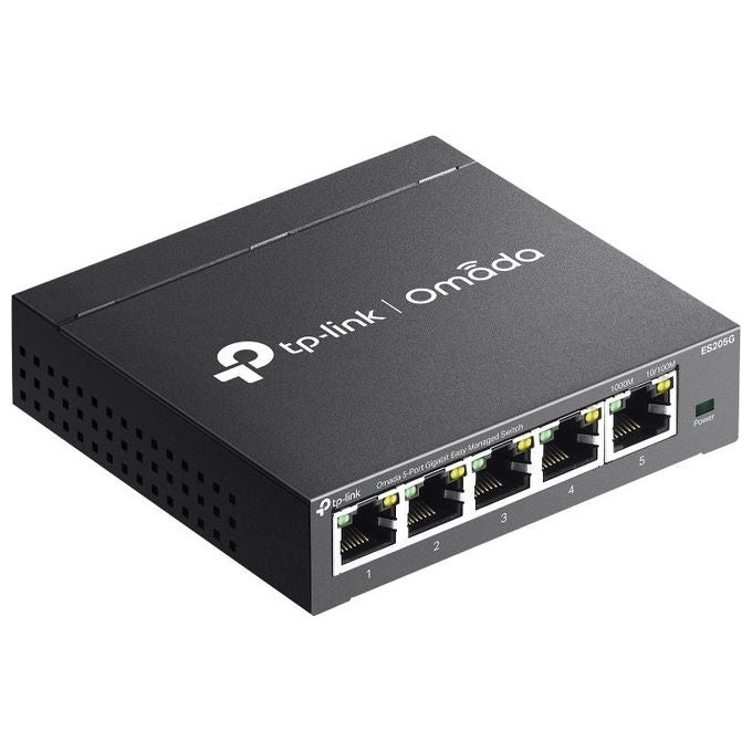TP-Link ES205G Omada Switch Gestito 5 Porte Gigabit Ethernet 10 Gbps Switching QoS VLAN Cloud Managed colore Nero