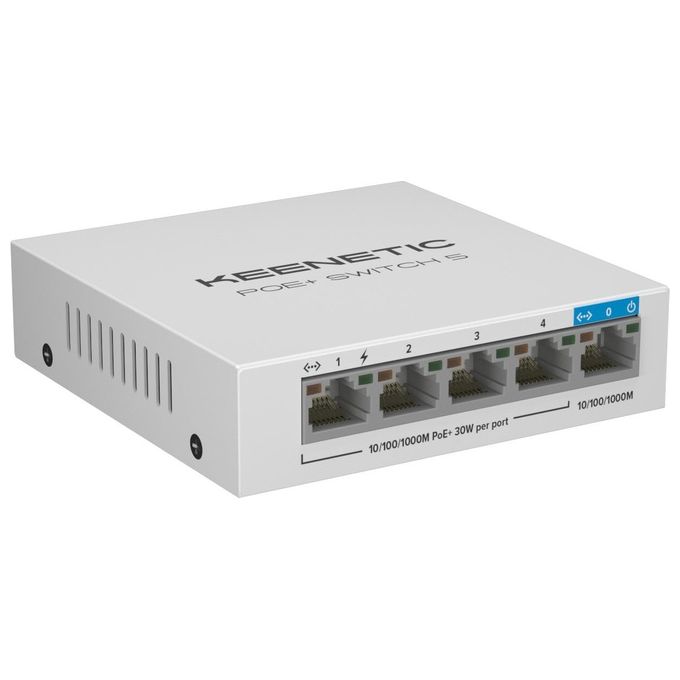 Keenetic KN-4610-01-EU Switch 5 porte Gigabit con 4 porte PoE+ e 60W di potenza erogabile colore Bianco