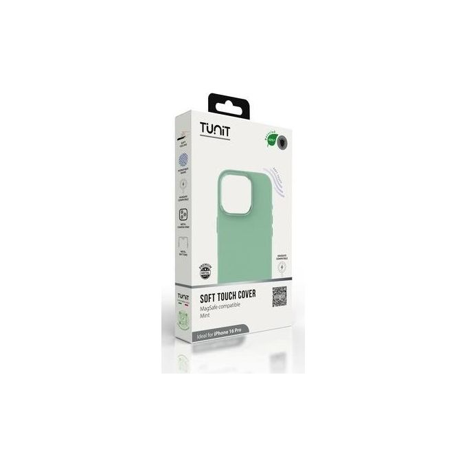 Tunit Clear Cover per iPhone 16 Pro Soft Touch in Silicone con MagSafe Menta