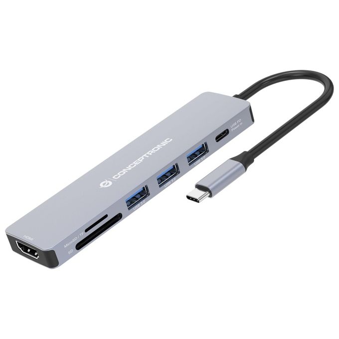 Conceptronic DONN19G Replicatore di Porte e Docking Station per Notebook Cablato Usb 3.2 Gen 1 Type-C Grigio