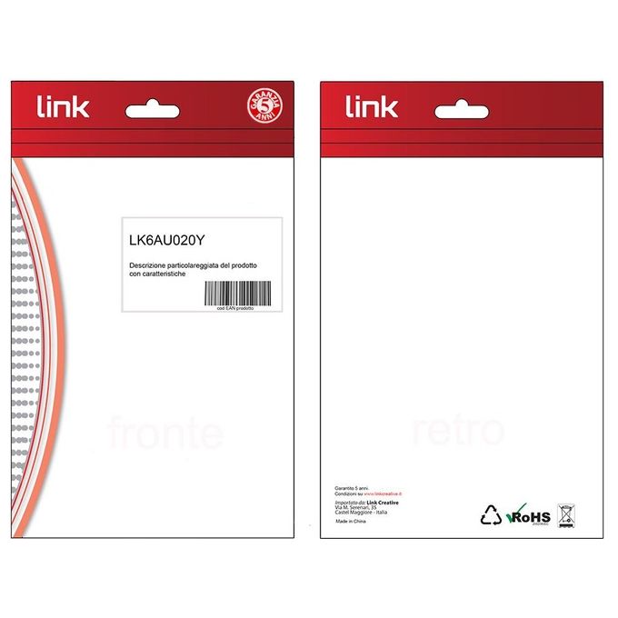 Link Cavo di Rete Categoria 6a Non Schermato Utp Awg24 Giallo Halogenfree 2mt