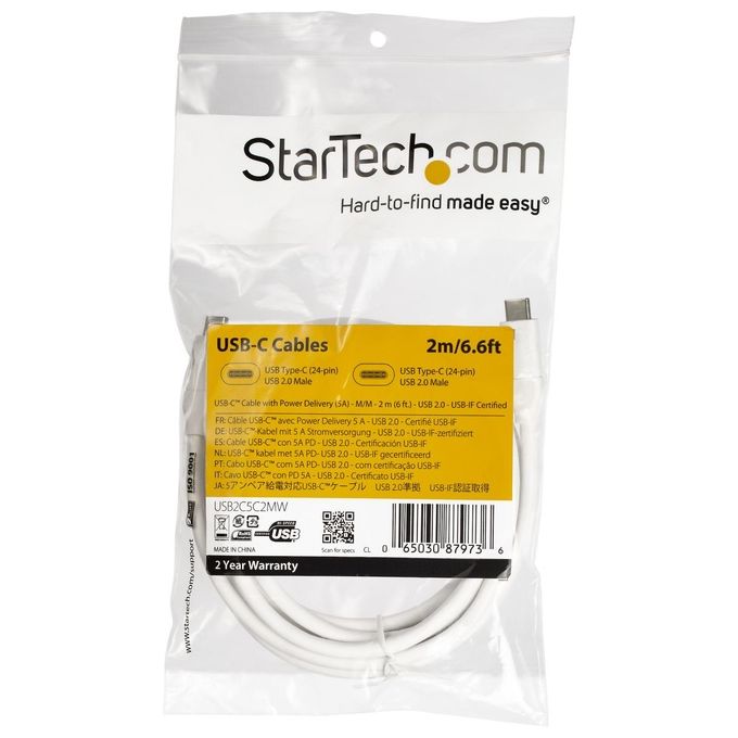 Startech Cavo Usb C Maschio 2mt Bianco