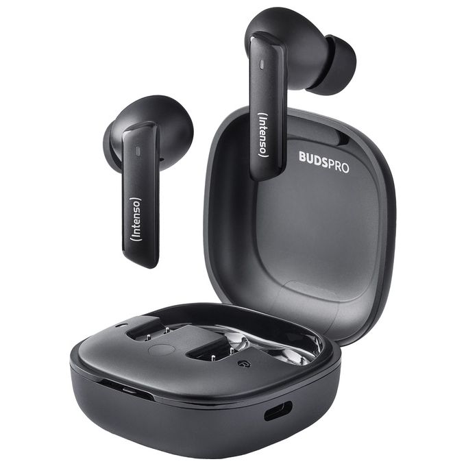 Intenso Buds Pro Cuffie TWS True Wireless T510HAE con Hybrid ANC ENC Bluetooth e fino a 35 Ore di Riproduzione Musicale Nero