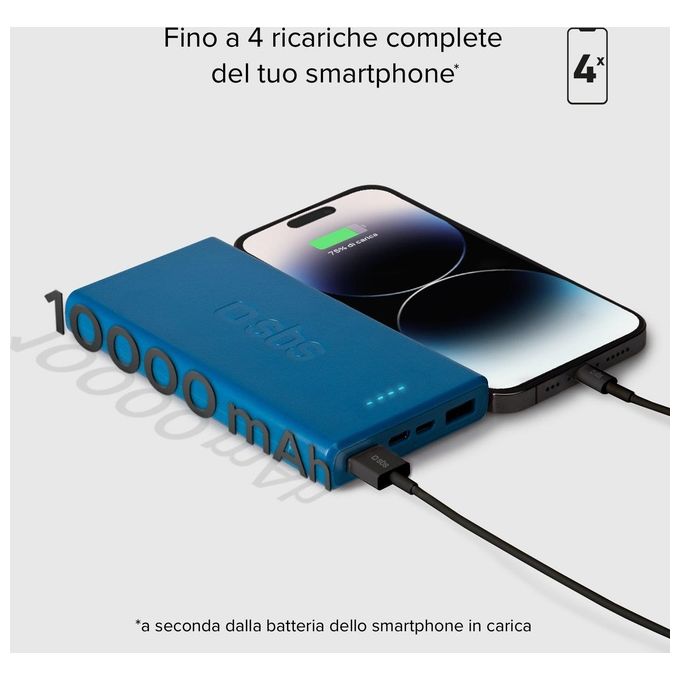 Sbs Powerbank 10.000 mAh Extra Slim con Porta USB 2.1A Intelligent Charge