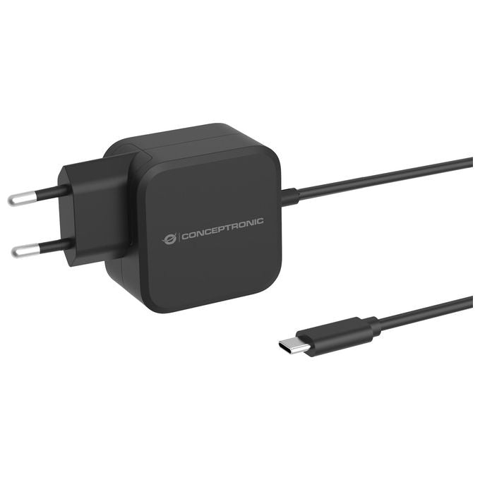 Conceptronic OZUL04BE Caricabatterie USB PD 67W GaN con Cavo USB C Integrato 180 cm colore Nero