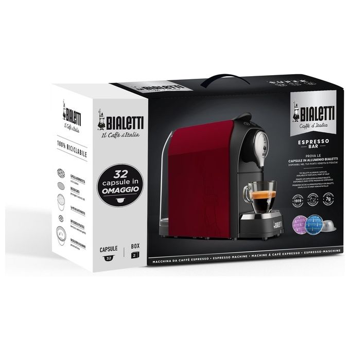 Bialetti 098150520-NP Super Macchina da caffe' a Capsule 0,7 L 20 bar 1200 W 32 Capsule Incluse colore Rosso