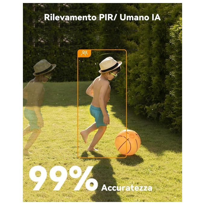 Imou IPC-K9DCP-3T0WE-V2-AE Cell 3C Telecamera IP da Esterno 3MP 2K QHD Wi-Fi Batteria 5000 mAh Pannello Solare IP66 colore Bianco