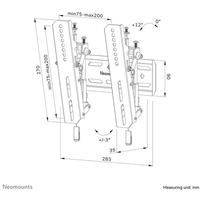 Neomounts WL35S-850BL12 Supporto da Parete Inclinabile per TV 24-55'' VESA 200x200 50 Kg colore Nero