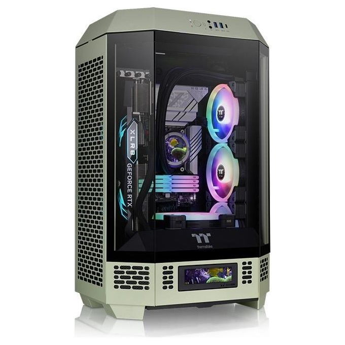 Thermaltake CA-1Y4-00SEWN-00 300 Matcha Green Case PC Micro Tower Fattore di forma micro ATX e Mini-ITX Pannello laterale in vetro temperato colore Verde