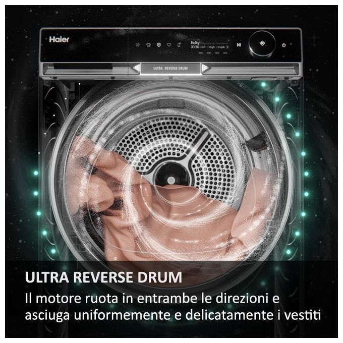 Haier HD90-A3Q397U1 X Serie 11 Asciugatrice Pompa di Calore 9 Kg Classe C Wi-Fi Inverter I-Refresh Pro (84x59x70 cm) colore Bianco