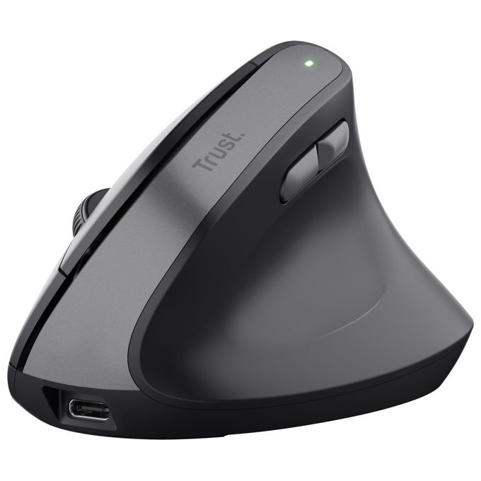 Trust TM-270 Mouse Ergonomico Verticale Wireless RF Ottico 2400 DPI 6 Tasti Ricaricabile USB-C colore Nero