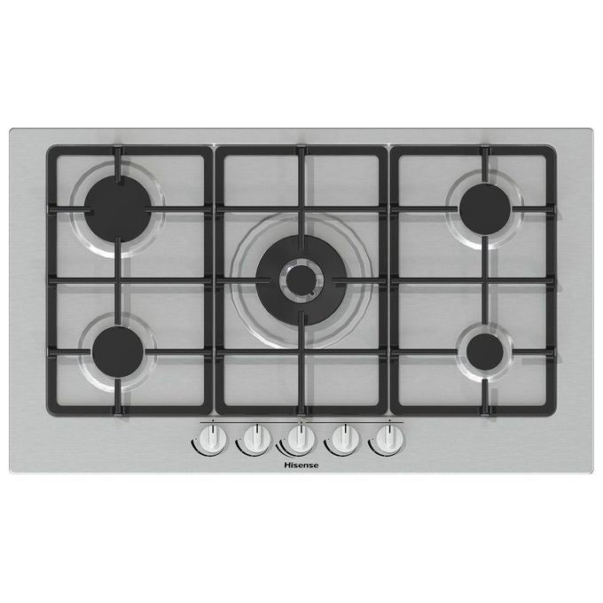 Hisense GM773XF Piano Cottura a Gas 5 Zone 70 cm Bruciatore WOK Inox
