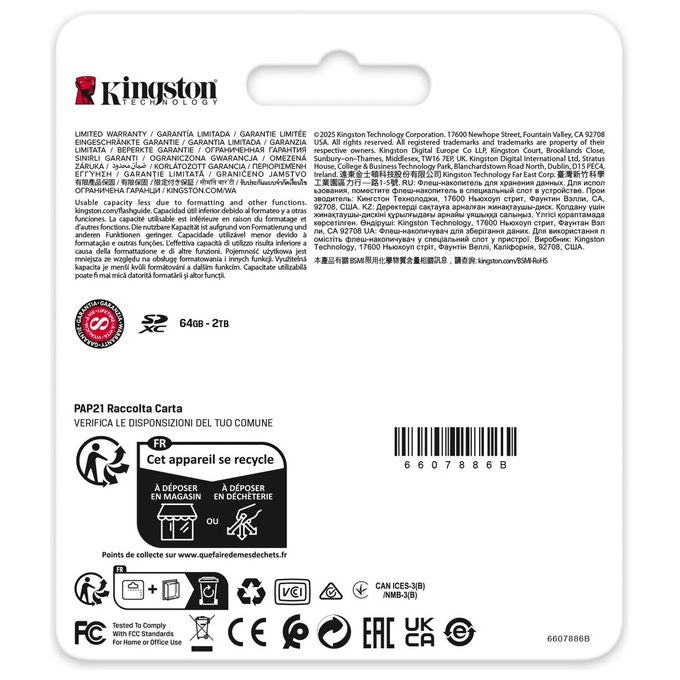 Kingston SDR2V6-256GB Canvas React Plus SD Card SDXC 256GB UHS-II U3 V60 280MB-s 150MB-s colore Nero