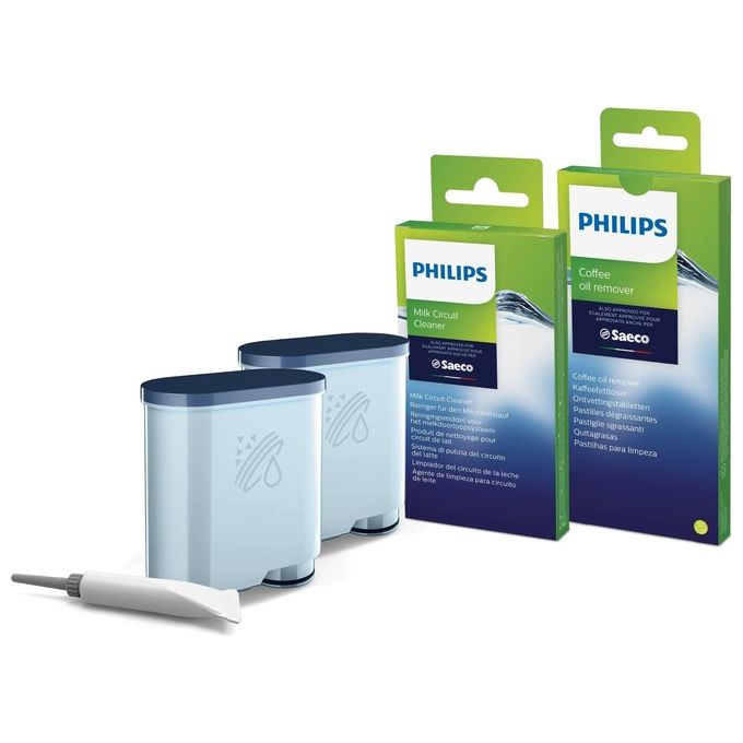 Philips CA6707-10 AquaClean Kit Manutenzione Macchine da Caffe' Automatiche 2 Filtri 6 Pastiglie Sgrassanti 6 Bustine Detergente Latte 1 Lubrificante colore Multicolore