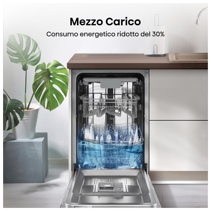 Hisense HV523E10 Lavastoviglie da Incasso a Scomparsa Totale 10 coperti Classe E 47 dB Terzo Cesto (82x45x55 cm) colore Nero