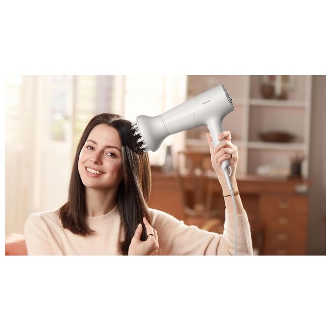 Philips BHD501-20 5000 Series Asciugacapelli 2100W Motore DC ThermoProtect 4x Ionic Care 6 Impostazioni Concentratore Diffusore colore Bianco